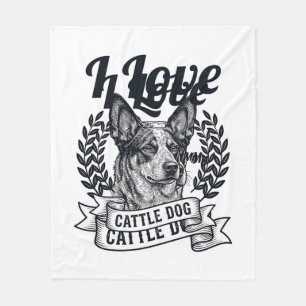 Ich liebe meinen Cattle Dog Vintage Gravur Design_ Fleecedecke