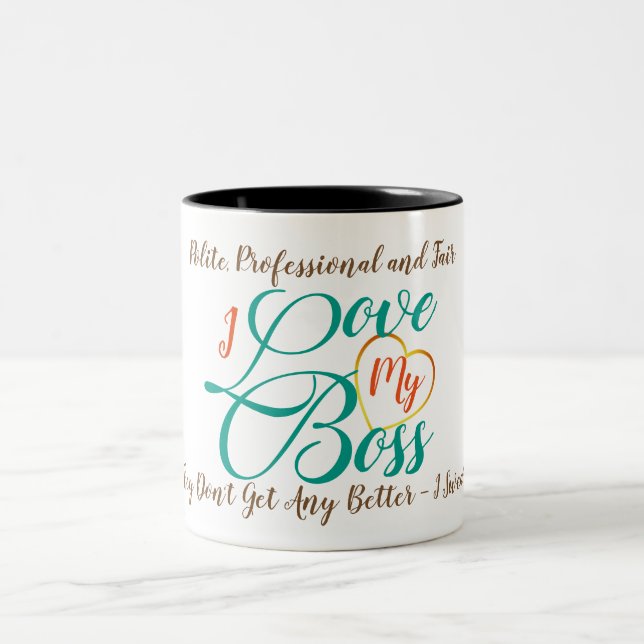 Ich Liebe meinen Chef Zweifarbige Tasse (Mittel)