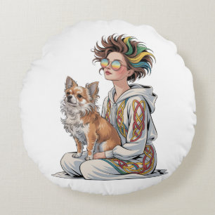 ich liebe meinen Chihuahua Rundes Kissen