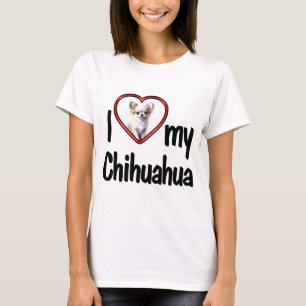 Ich liebe meinen Chihuahua Süßes rotes Herz-Fotobi T-Shirt