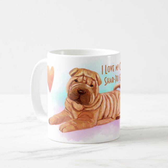 Ich Liebe meinen chinesischen Shar-Pei-Namen Custo Kaffeetasse (Vorderseite Links)