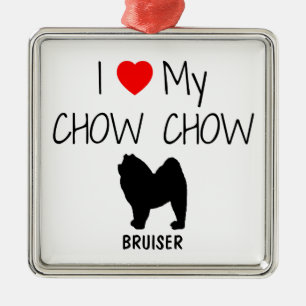 Ich Liebe meinen Chow Chow Chow Hund Silbernes Ornament