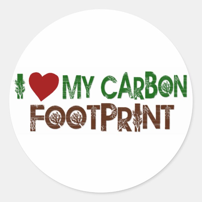 Ich Liebe meinen CO2-Fußabdruck Runder Aufkleber (Vorderseite)