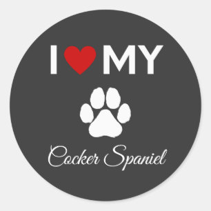 Ich Liebe meinen Cocker Spanisch Hund Sondertext Runder Aufkleber