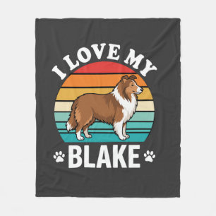 Ich liebe meinen Collie-Hund Retro-Sonnenuntergang Fleecedecke