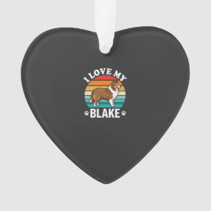 Ich liebe meinen Collie-Hund Retro-Sonnenuntergang Ornament