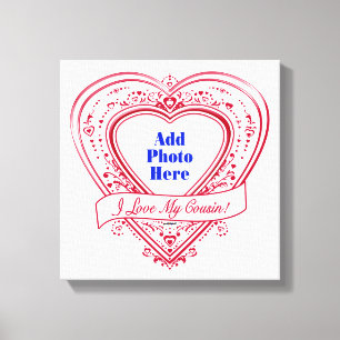 Ich Liebe meinen Cousin! Foto Red Hearts Leinwanddruck