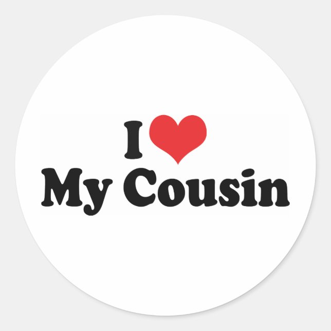 Ich Liebe meinen Cousin Runder Aufkleber (Vorderseite)