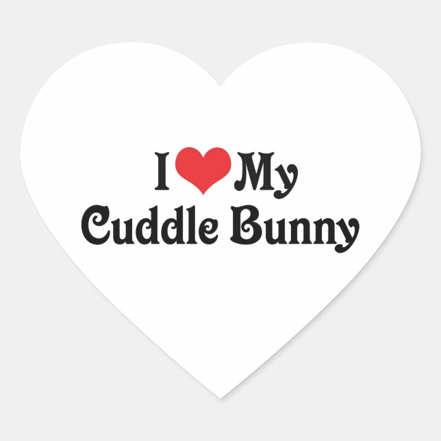 Ich Liebe meinen Cuddle Bunny Herz-Aufkleber (Vorderseite)