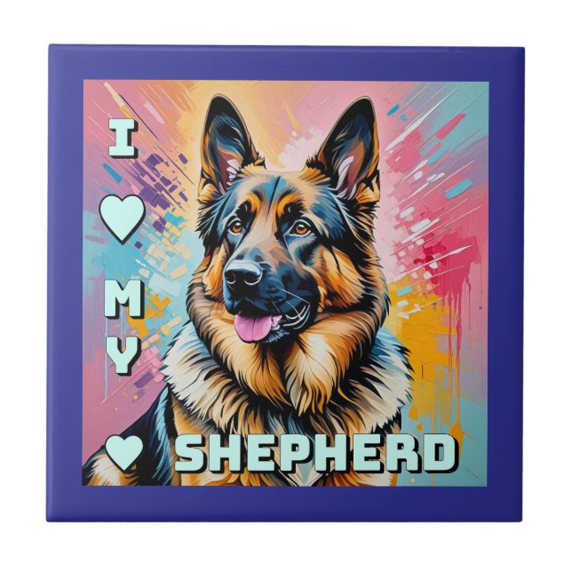 Ich liebe meinen Deutschen Schäferhund Fliese (Vorderseite)