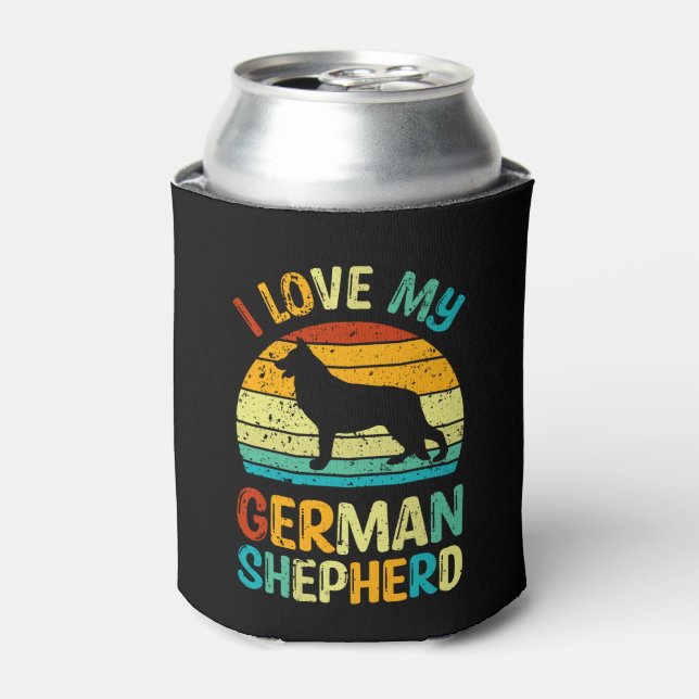 Ich Liebe meinen deutschen Schäferhund Hund Blue B Dosenkühler (Kanne Vorderseite)