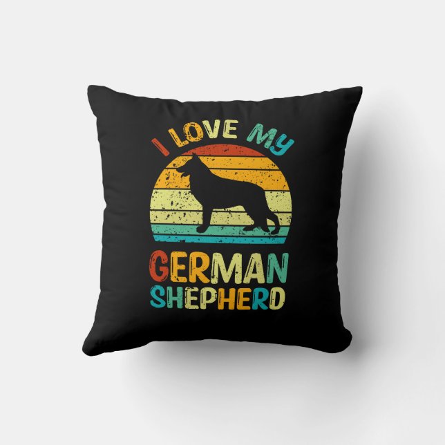Ich Liebe meinen deutschen Schäferhund Hund Blue B Kissen (Rückseite)