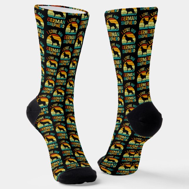 Ich Liebe meinen deutschen Schäferhund Hund Blue B Socken (Gewinkelt)