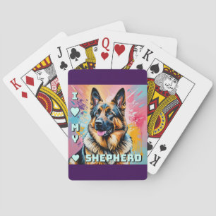 Ich liebe meinen Deutschen Schäferhund Spielkarten