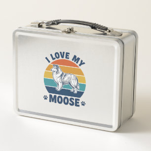 Ich liebe meinen Elchhund Retro-Gravurdesign_1 Metall Brotdose