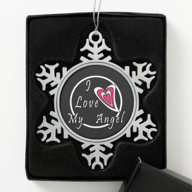 Ich Liebe meinen Engel Schneeflocken Zinn-Ornament (Box)