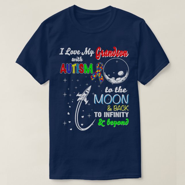 Ich Liebe meinen Enkel mit Autismus zum Mond und T-Shirt (Design vorne)