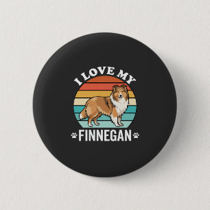 Ich liebe meinen Finnegan Sheltie Retro Sonnenunte Button