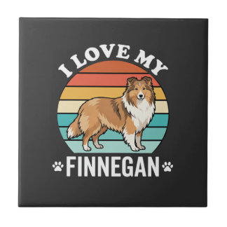 Ich liebe meinen Finnegan Sheltie Retro Sonnenunte Fliese