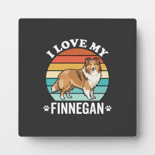 Ich liebe meinen Finnegan Sheltie Retro Sonnenunte Fotoplatte