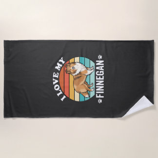 Ich liebe meinen Finnegan Sheltie Retro Sonnenunte Strandtuch
