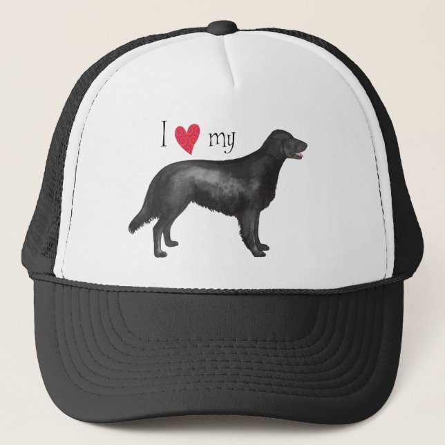 Ich Liebe meinen flachbeschichteten Retriever Truckerkappe (Vorderseite)