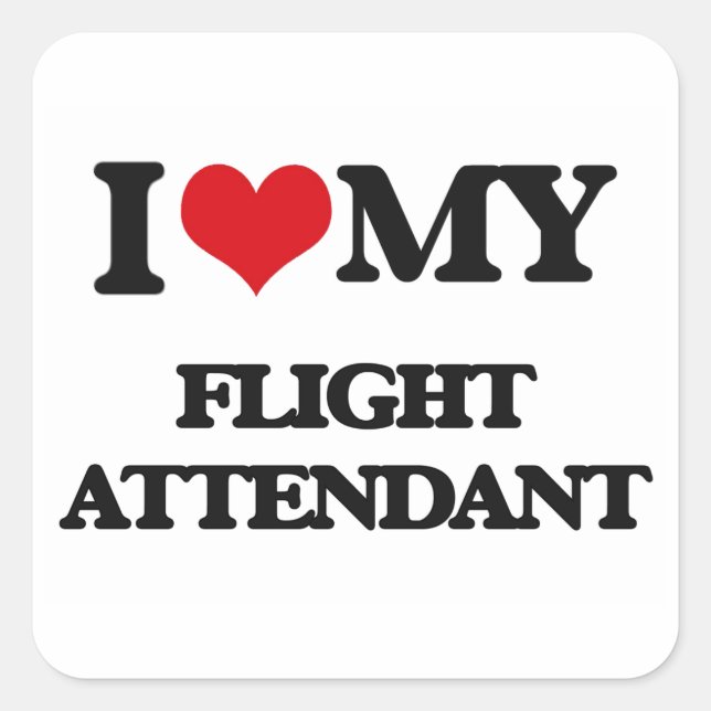 Ich Liebe meinen Flugbegleiter Quadratischer Aufkleber (Vorderseite)