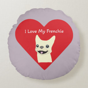 Ich liebe meinen Frenchie, Lavender Rundes Kissen