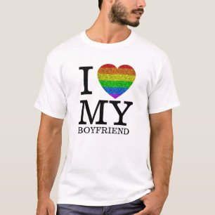 Ich liebe meinen Freund LGBT-Flagge Herz Valentins T-Shirt