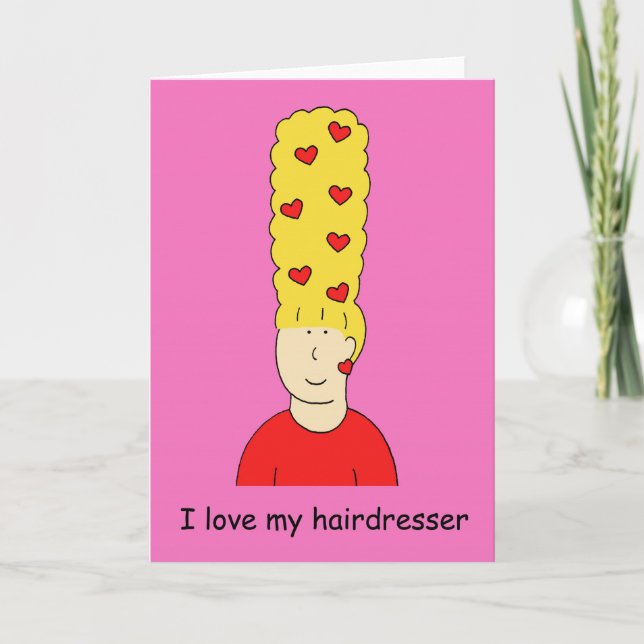 Ich Liebe meinen Friseur Blonde Beehive Karte (Vorderseite)
