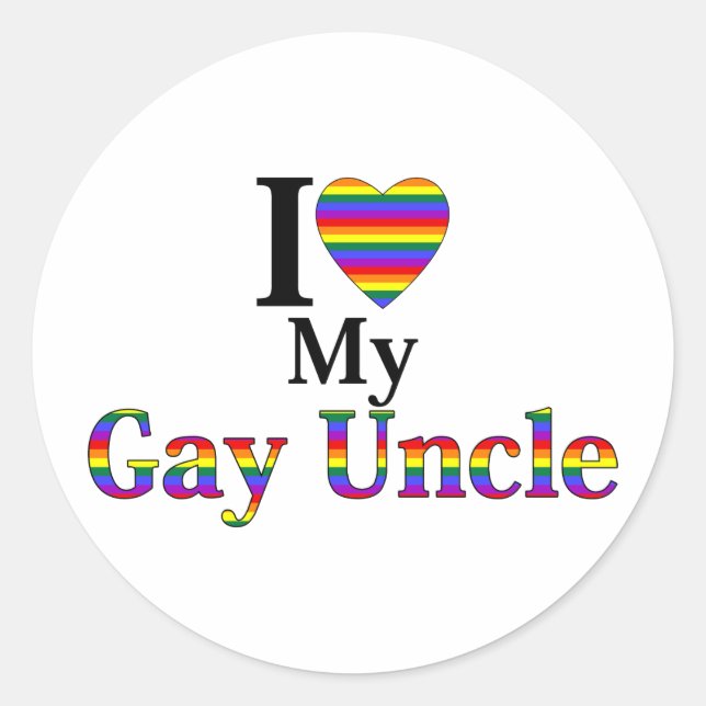 Ich Liebe meinen Gay Onkel Runder Aufkleber (Vorderseite)