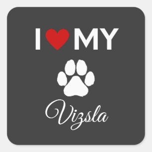 Ich Liebe meinen Gebrauchttext Vizsla Hund Quadratischer Aufkleber