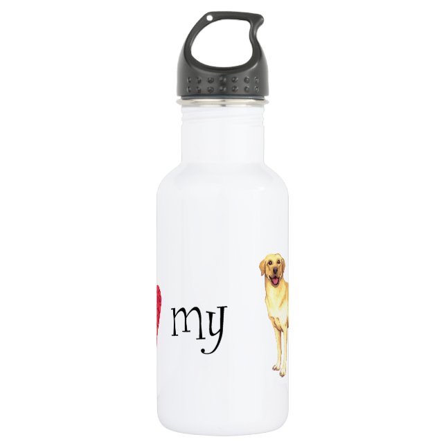 Ich Liebe meinen Gelbe Labrador Edelstahlflasche (Vorderseite)