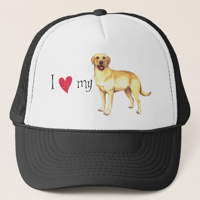 Ich Liebe meinen Gelbe Labrador Truckerkappe (Vorderseite)