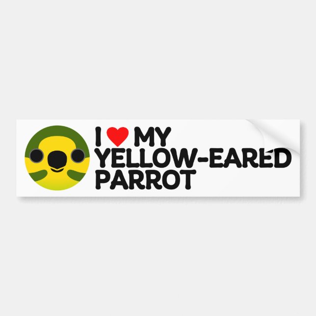 ICH LIEBE MEINEN GELBENEN PARROT AUTOAUFKLEBER (Vorne)