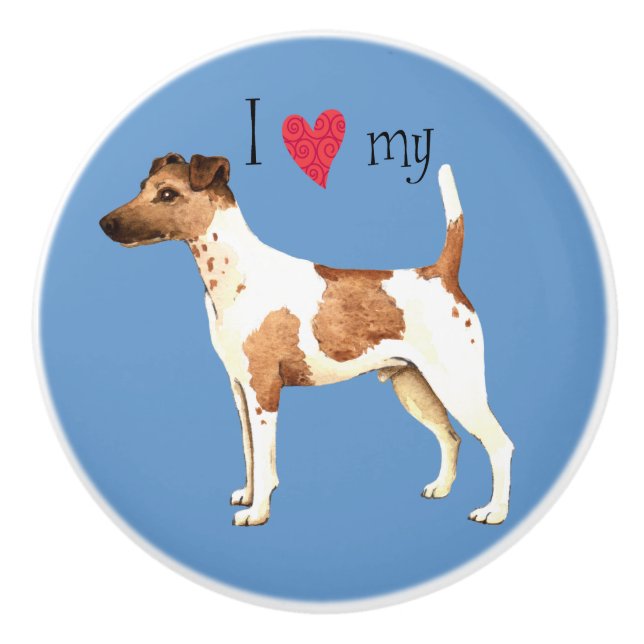 Ich Liebe meinen glatten Fox Terrier Keramikknauf (Vorderseite)