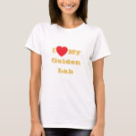 Ich Liebe meinen goldenen Gelbe Labrador T-Shirt<br><div class="desc">Das klassische T-Shirt in weißer Farbe und Text in goldgelber Farbe und die lässige Fundus-Bekleidung mit dem individuellen Template-Text-Satz "I ♥️ My Golden Gelbe Labrador on Hats, Shirts and Pet Products by TheFabricSeal print on Demand Shop unter Zazzle.com #ZazzleMade https://www.zazzle.com/store/thefabricseal Komfortable, lässige und lockere Anpassung, unser Heavyweight Dunkel-T - Shirt...</div>