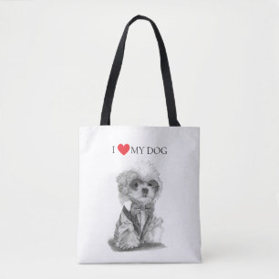 Ich Liebe meinen Hund Bichon Frisé Tasche