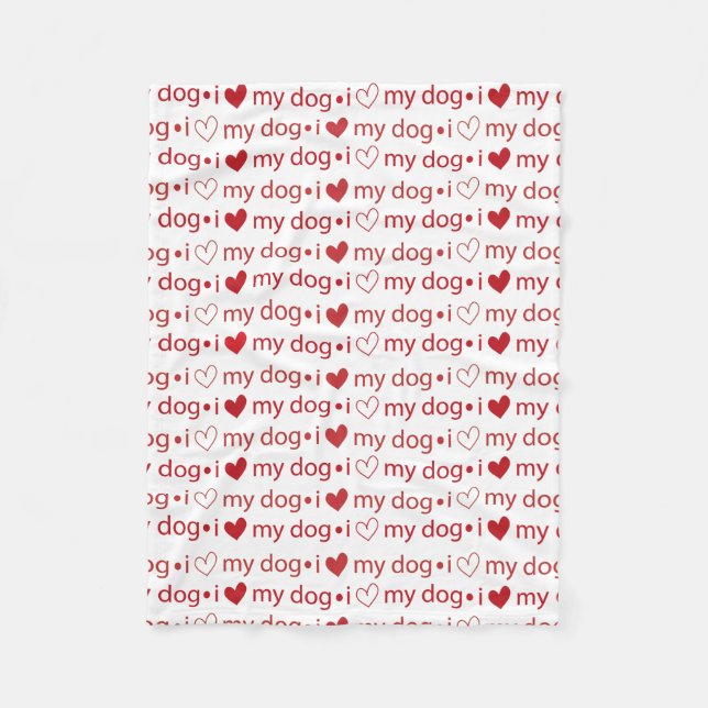 Ich Liebe meinen Hund Fleecedecke mit Herz (Vorderseite)