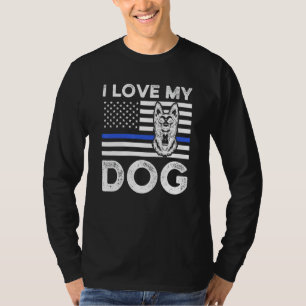 Ich liebe meinen Hund Polizei Hund K 9 T-Shirt