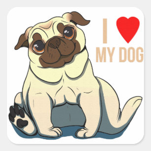 Ich liebe meinen Hund Quadratischer Aufkleber