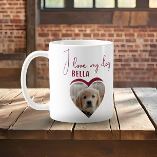 Ich liebe meinen Hund Rot Herz Foto Haustier Name  Kaffeetasse