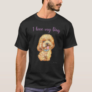 Ich liebe meinen Hund süße Pudel Welpen T-Shirt