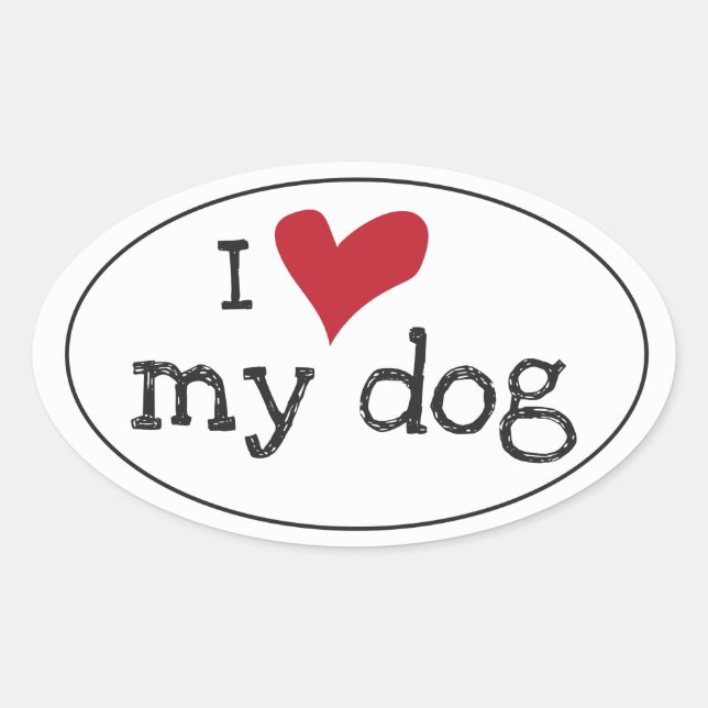 Ich Liebe meinen Hundeaufkleber Ovaler Aufkleber (Vorderseite)