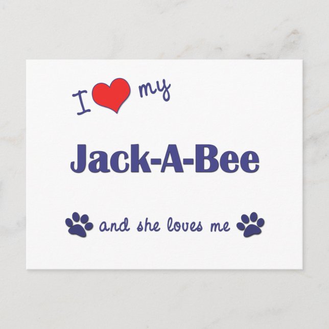 Ich Liebe meinen Jack-A-Biene (Weiblicher Hund) Postkarte (Vorderseite)