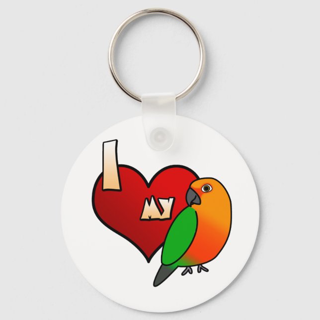 Ich Liebe meinen Jenday Conure Schlüsselanhänger (Vorderseite)