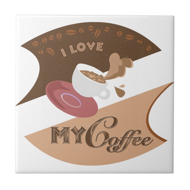 Ich liebe meinen Kaffee Retro Java Fliese (Vorderseite)