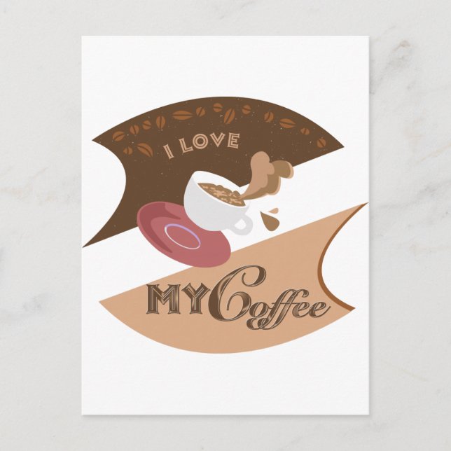 Ich liebe meinen Kaffee Retro Java Postkarte (Vorderseite)