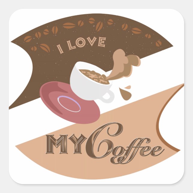 Ich liebe meinen Kaffee Retro Java Quadratischer Aufkleber (Vorderseite)