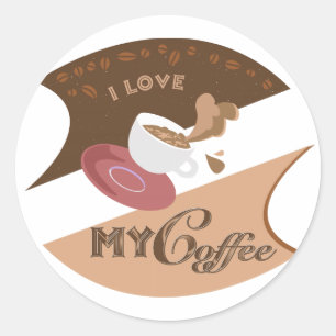 Ich liebe meinen Kaffee Retro Java Runder Aufkleber